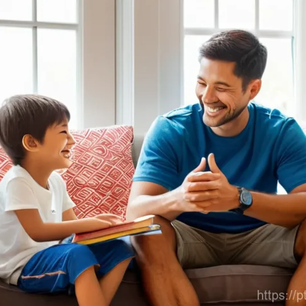 긍정적 강화 교육법 - **Prompt 1: A heartwarming family moment illustrating intrinsic motivation and celebration of effort...