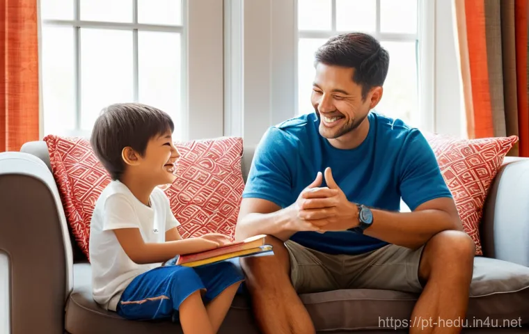 긍정적 강화 교육법 - **Prompt 1: A heartwarming family moment illustrating intrinsic motivation and celebration of effort...