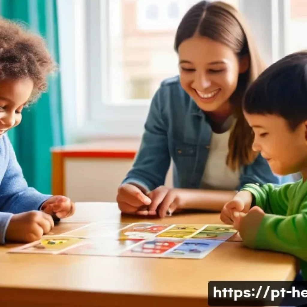 아이의 충동 조절 훈련 - A warm, bright classroom scene featuring a diverse group of young children aged 4-6, all wearing col...