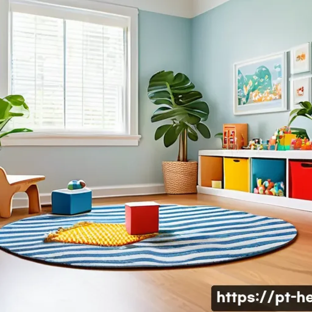 유아기 자기주도 학습법 - A bright and inviting children’s playroom designed to stimulate natural curiosity, featuring low she...