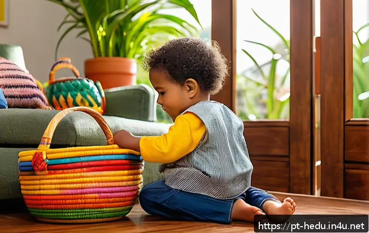 일관된 훈육 방법 - A warm and inviting family living room scene in Brazil, featuring a young child wearing colorful, co...